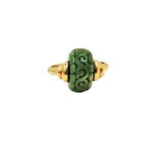Vintage Signed Trifari Carved Faux-Jade Ring Size 6 1/2